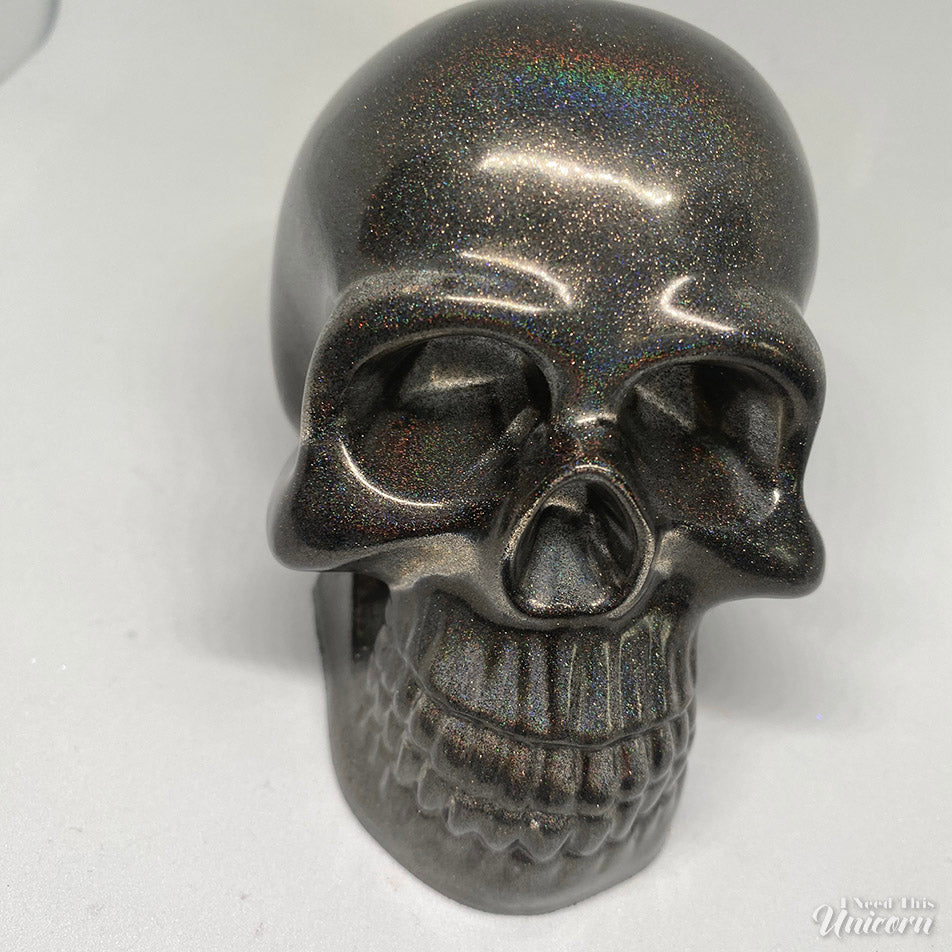 Black Holographic Decorative Resin Skull