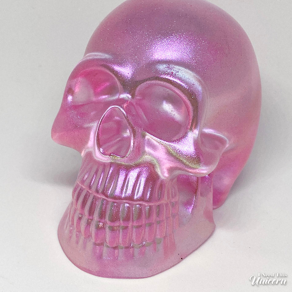 Ethereal Translucent Pink Decorative Resin Skull