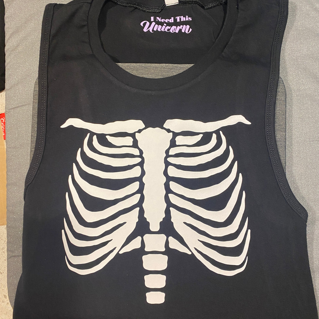 Glow-in-the-Dark Skeleton Ribcage Women's Muscle Tank Top