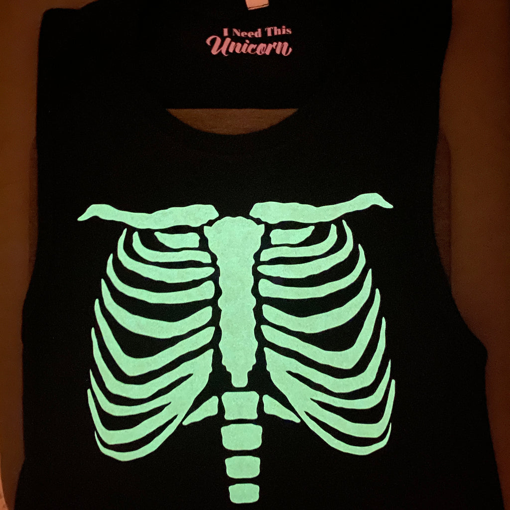 Glow-in-the-Dark Skeleton Ribcage Women's Muscle Tank Top