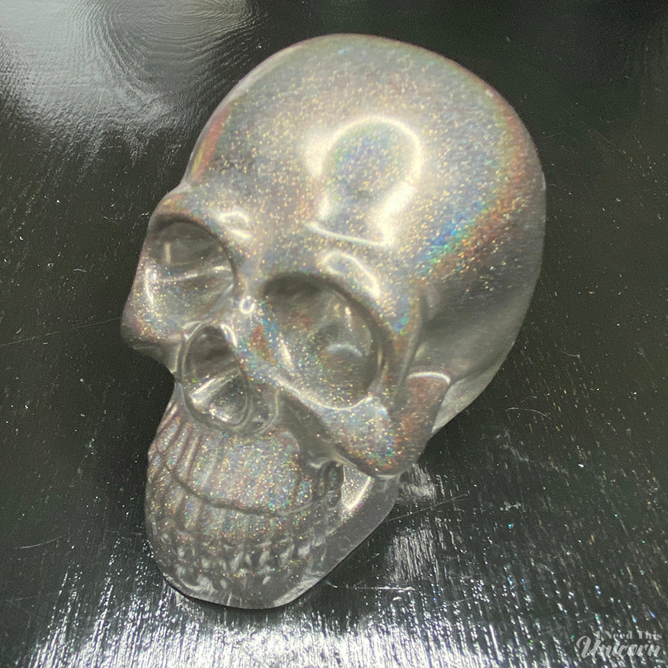 Black Holographic Decorative Resin Skull