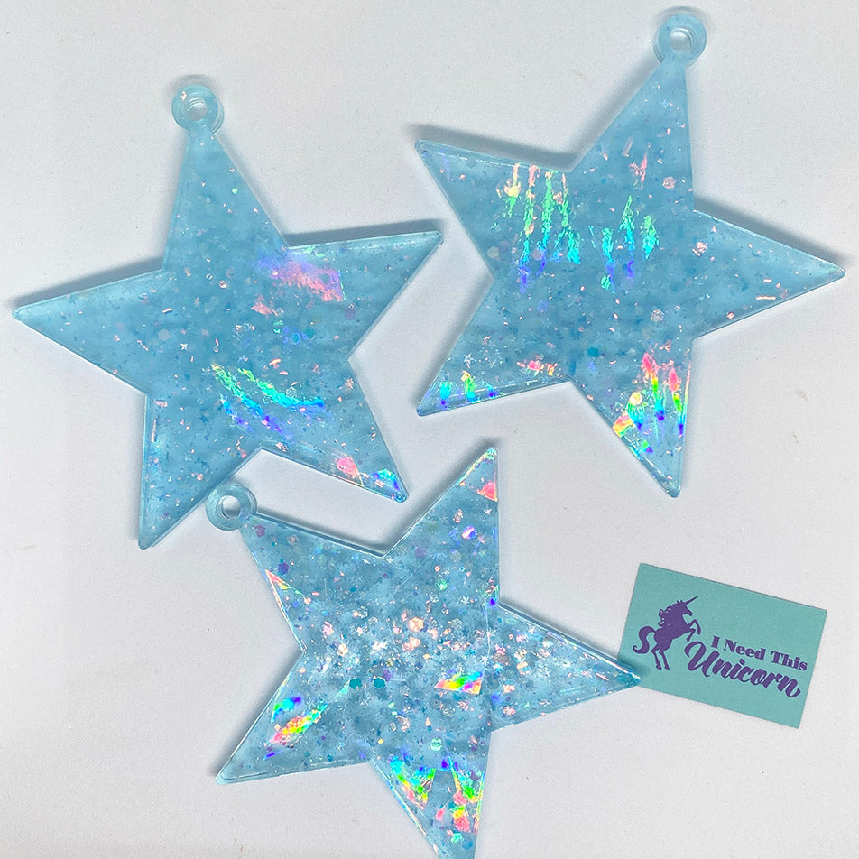 Blue Holographic & Glow-In-The-Dark Star Holiday Ornament