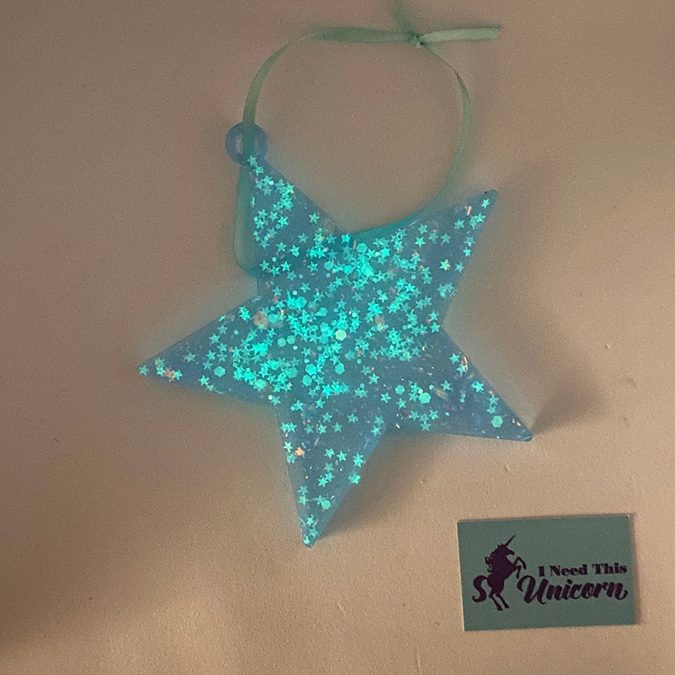 Blue Holographic & Glow-In-The-Dark Star Holiday Ornament