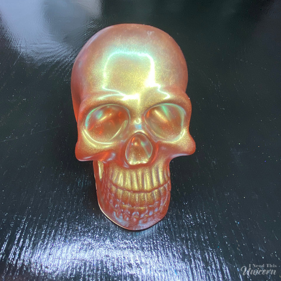 Gold Chameleon Duo-Chrome Decorative Resin Skull