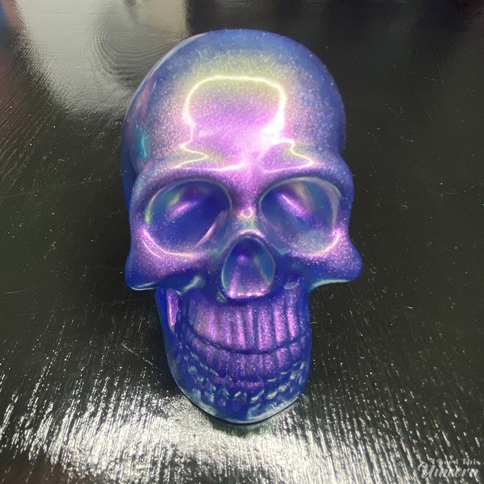 Galactic Blue and Purple Duo-Chromatic Decorative Resin Skull
