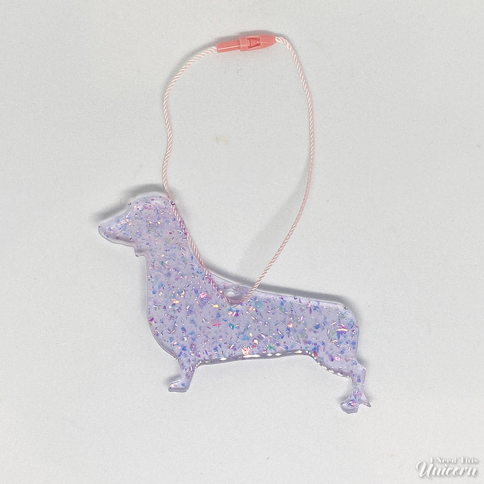 Dachshund Glitter Holiday Ornament- Purple