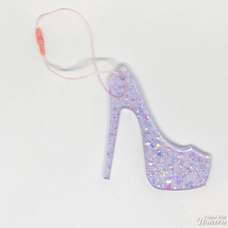 High Heel Glitter Ornament- Purple
