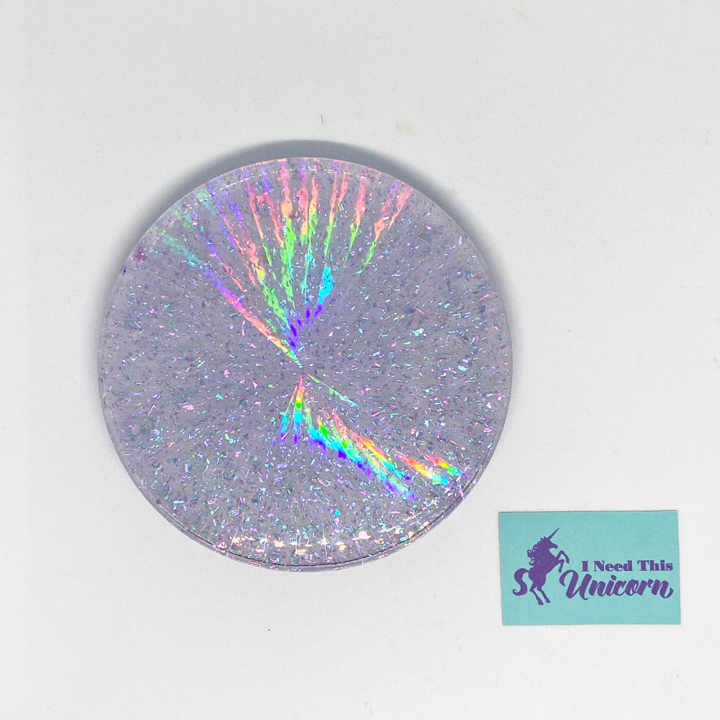 Purple Holographic Coaster with Iridescent Glitters