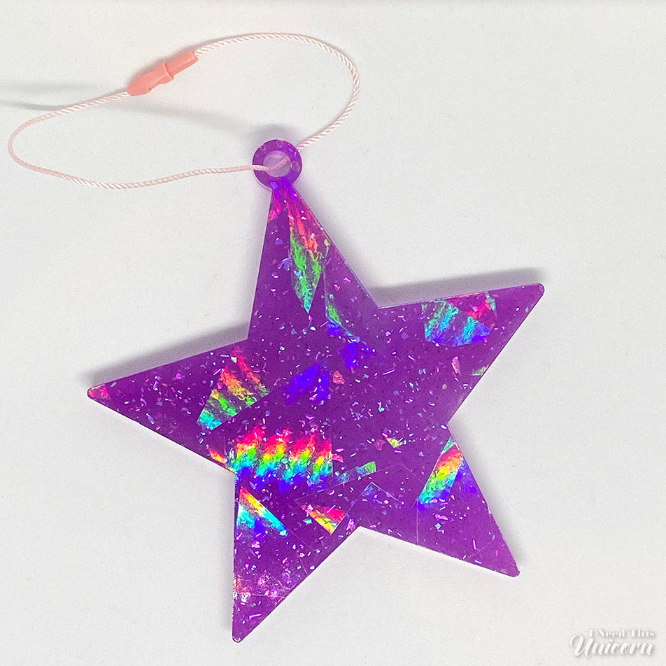 Holographic Purple Star Christmas  Ornament