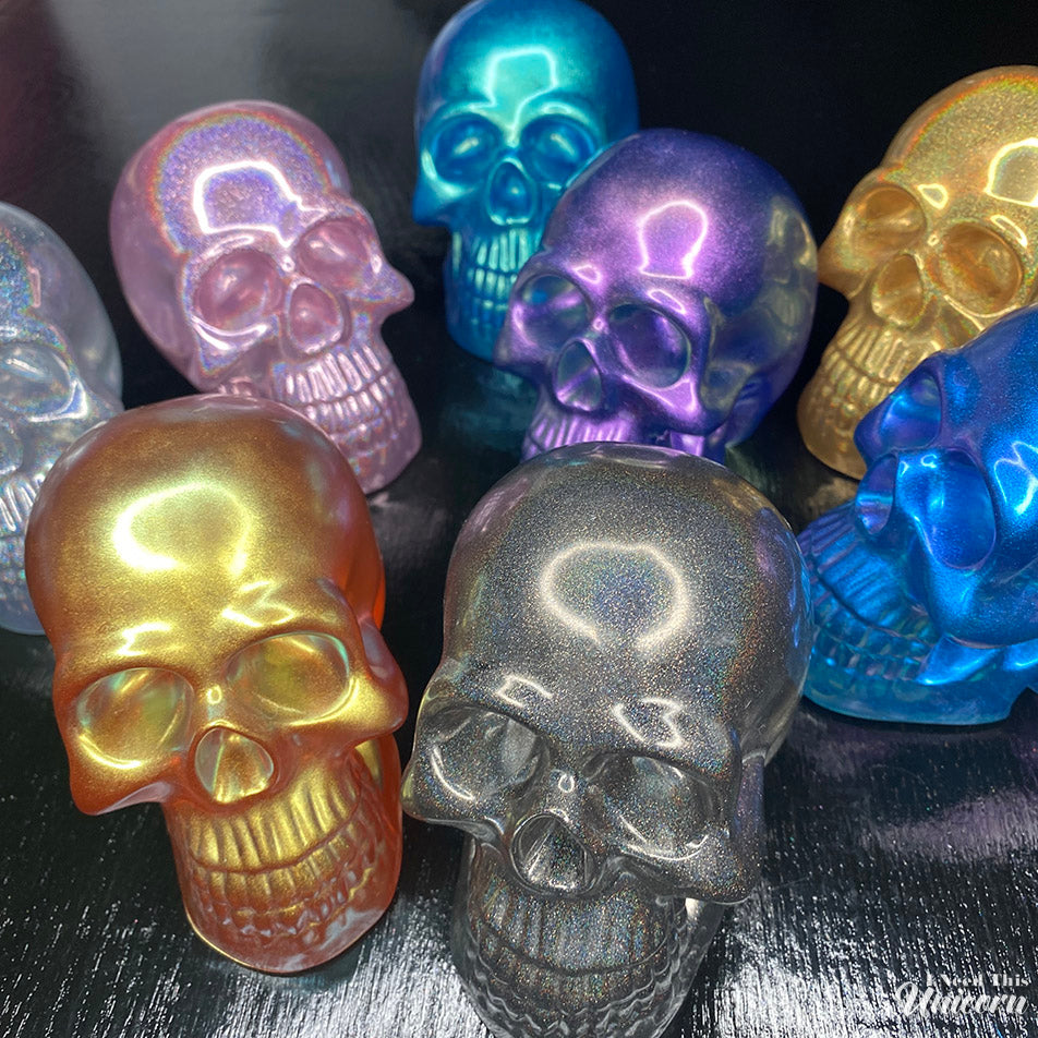 Pink Holographic Decorative Resin Skull