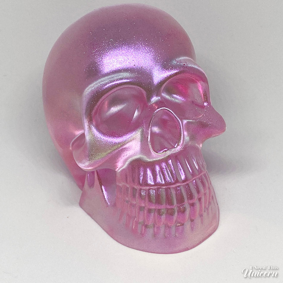 The Wheel of Fortune Translucent Pink Decorative Resin Skull