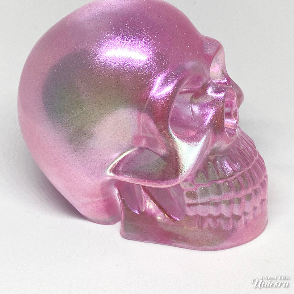 The Wheel of Fortune Translucent Pink Decorative Resin Skull