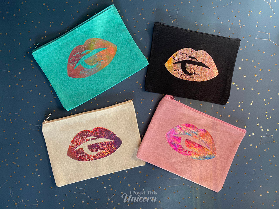 Celestial Lips Holographic Foil Cosmetic Bag