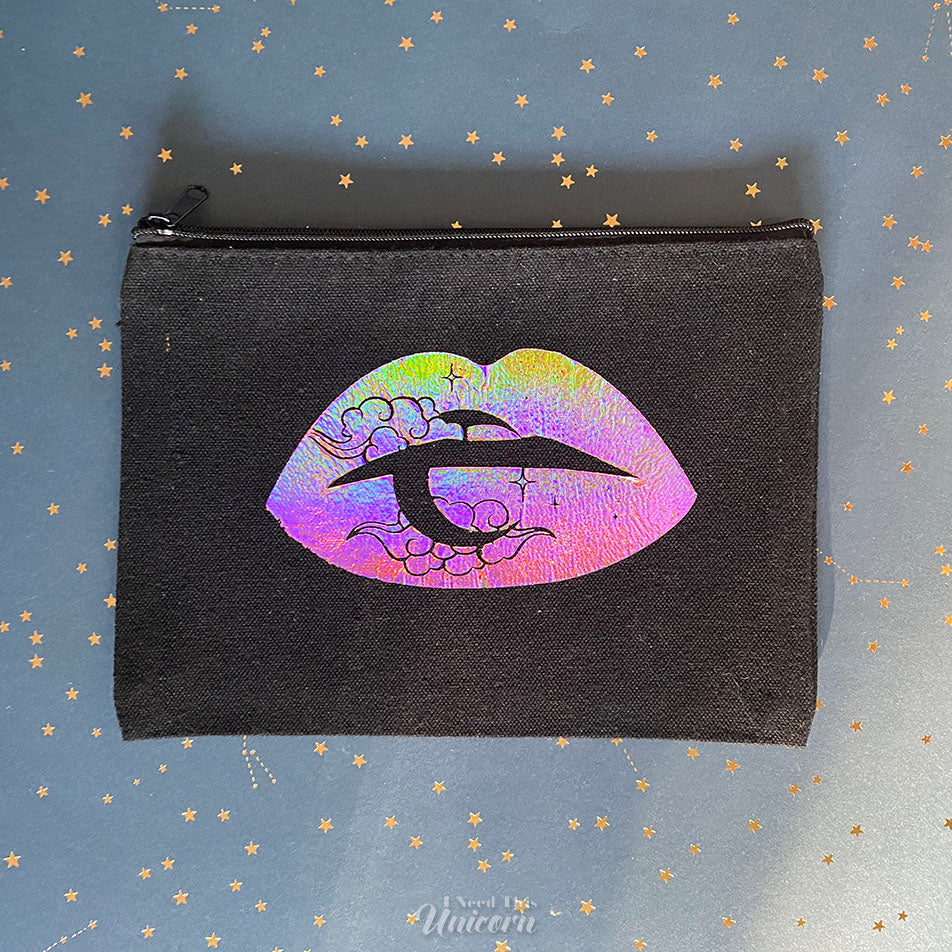 Celestial Lips Holographic Foil Cosmetic Bag