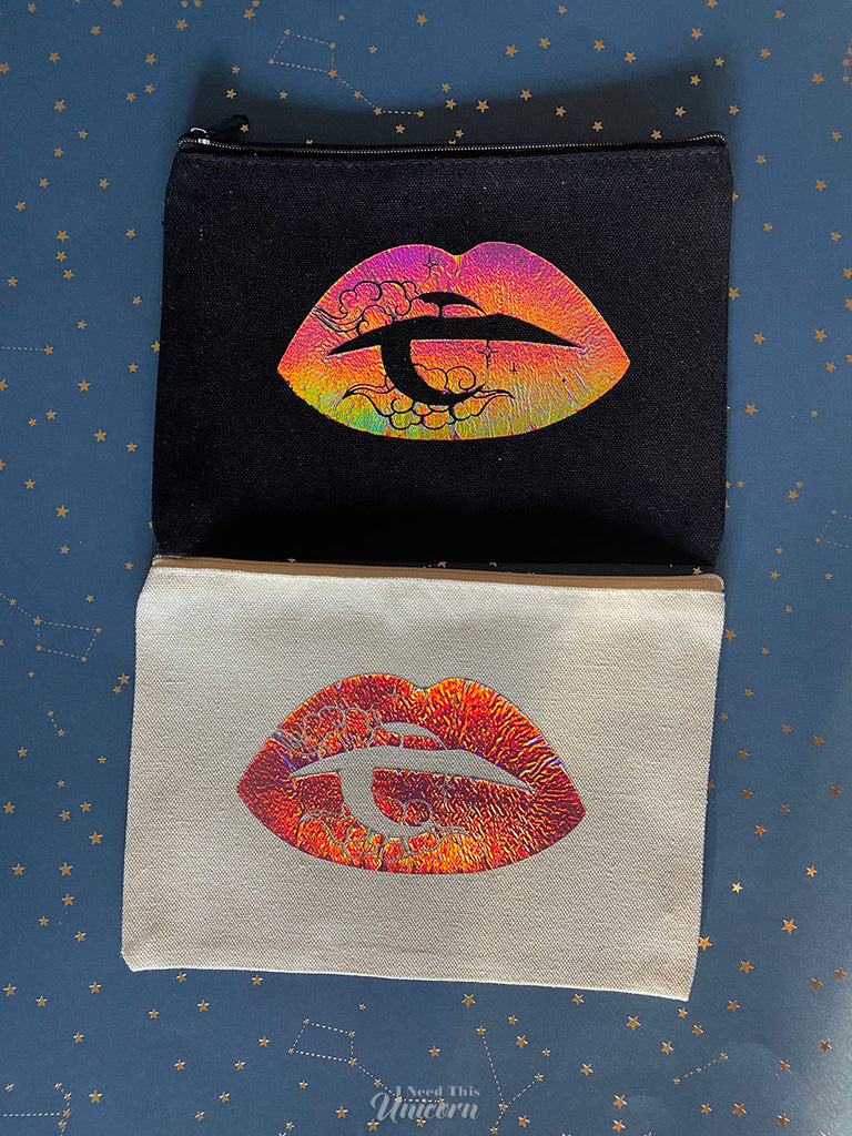 Celestial Lips Holographic Foil Cosmetic Bag