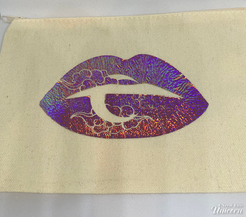 Celestial Lips Holographic Foil Cosmetic Bag